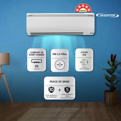 Daikin 2023 Model 1.5 Ton 5 Star Split Inverter AC with PM 2.5 Filter - White (RKM50UV16U/MTKM50UV16U/RKM50UV16V/MTKM50UV16V, Copper Condenser) Daikin 2023 Model 1.5 Ton 5 Star Split Inverter AC with PM 2.5 Filter - White (RKM50UV16U/MTKM50UV16U/RKM50UV16V/MTKM50UV16V, Copper Condenser)